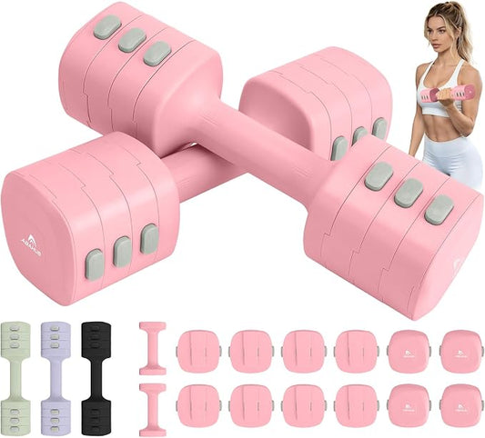 Abahub 2 in 1 Kettlebell & Dumbbell Set, Adjustable Dumbbell for Home Gym | Dumbbell with Kettlebell Converter Set of 2, Full Body Workout Kettlebell for Women
