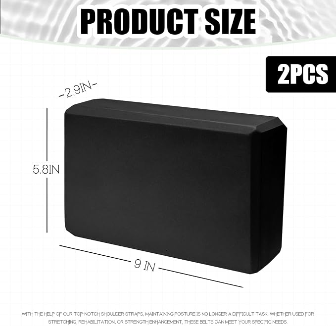 Septo 2 Pcs Yoga Blocks, 9x6x3 Inch Foam Blocks for Pilates | High density EVA foam Yoga Props lightweight non-slip surface for meditation stretching balance training
