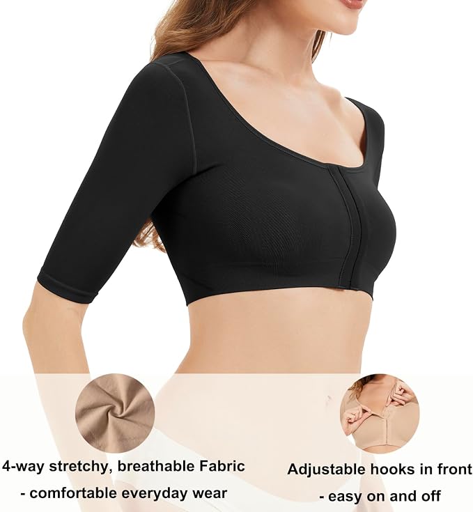KSKshape Arm Shaper for Women Post Surgery Arm Lipo Compression Sleeves Front Closure Shapewear Bra Posture Corrector