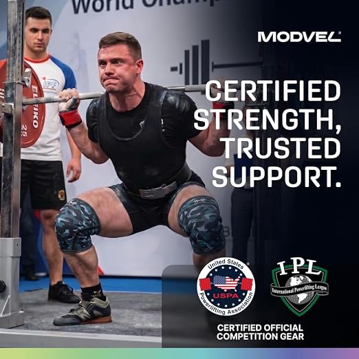 Modvel 7mm Neoprene Knee Sleeves for Men & Women Weightlifting & Powerlifting – Compression Knee Sleeve Support for Squats, Gym, Training – USPA, IPL Approved – Medium Army/dark (Pair)