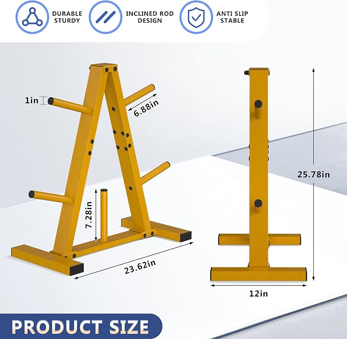 Weight Plate Rack, Weight Tree, Home Gym Storage Stand, Holds 300 lbs
