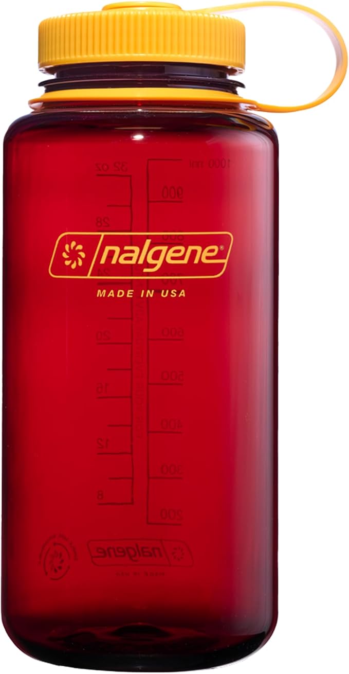Nalgene 32 oz Wide Mouth Water Bottle, Laker | BPA-Free, Durable & Lightweight, Leak Proof, Dishwasher Safe, Large Reusable Plastic Bottle for Hiking, Gym, Work & Travel