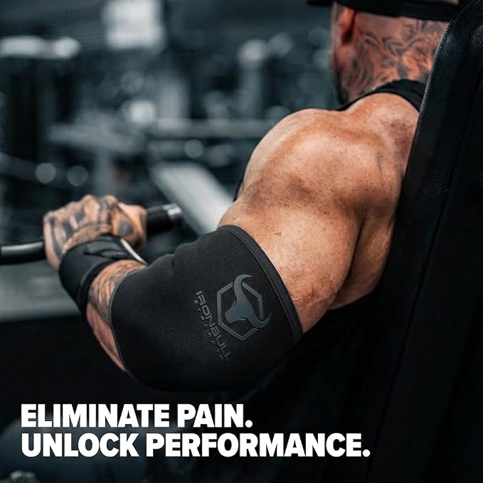 Elbow Sleeves 5mm (1 Pair) - High Performance Elbow Sleeve Support for Weightlifting, Weight Training & Powerlifting - Best Compression Straps - for Men and Women (XXX-Large, Black/Black)