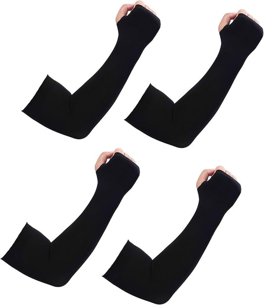 KUHNMARVIN 2 Pairs Arm Sleeves Compression UV Protection Cooling Sun Sleeves Tattoo Cover Up Basketball Arm Sleeves Football