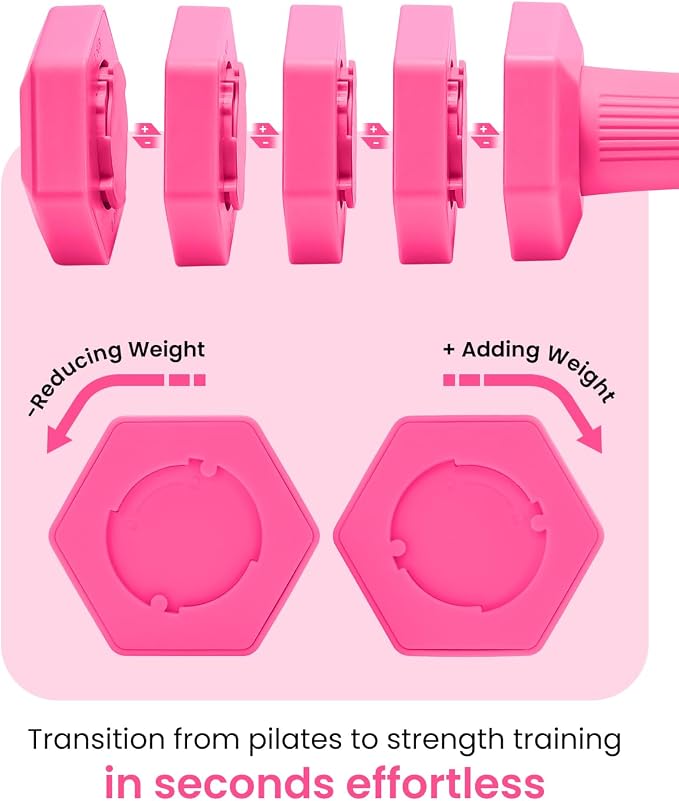 Adjustable Dumbbells Set, 4 in 1 Hand Weights Set for Women Men 10 LB/ 12 LB Dumbbell Pair Each 2lbs 3lbs 4lbs 5lbs Weights Dumbbells Set with TPU Soft Rubber Handle for Home Gym Exercise Fitness