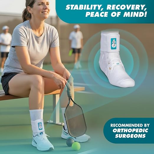 Med Spec ASO Ankle Stabilizer Lace Up Ankle Brace Sprain Support White, LG | Ankle Brace for Sprains, Instability, Bilateral Orthopedic Support, Sports Injury Recovery, Men, Women, Teens & Kids. 264005