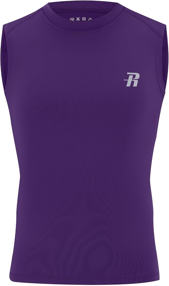 Runhit Boys Sleeveless Compression Shirt Kids Athletic Tank Tops Youth Quick Dry Undershirt for Football Basketball