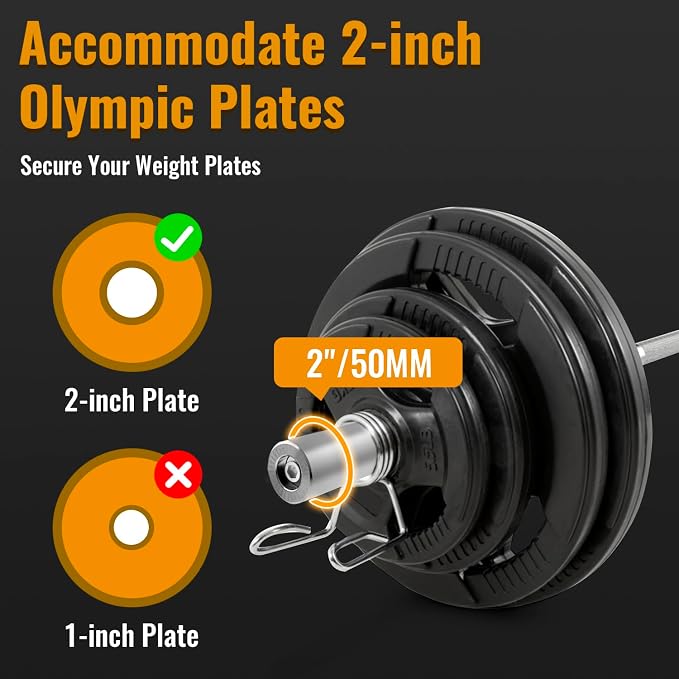 PayLessHere | 7ft Olympic Barbell | 700LB Capacity | Chrome Steel Bar | with Knurled Grip, Rotating Sleeves, 2 Clamps | Anti-Rust Finish | For Gyms, Home Gyms, Weightlifting & Powerlifting
