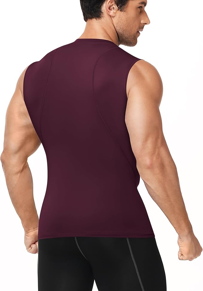 Men's Compression Shirt Sleeveless Athletic Workout Tank Tops Quick Dry Muscle Undershirts for Gym Running