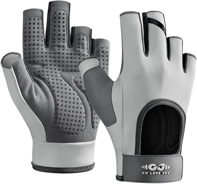 SUJAYU Workout Gloves for Women & Men, Anti-Slip Fingerless Gloves for Weightlifting, Mens Workout Gloves Gym Gloves Fitness Gloves