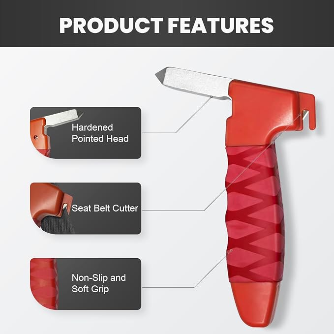 2 Pack Car Handle Assist for Elderly, Auto Cane Portable Vehicle Support Handle 3 in 1 Multifunctional Standing Mobility Aid Tool for Elderly, Car Strap with Nylon Band (Red)