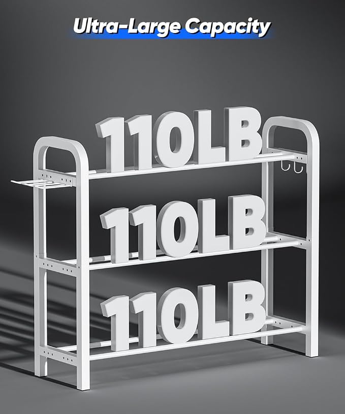 Adjustable Dumbbell Rack, Weight Storage Stand Holder for Dumbbells & Kettlebells, Heavy-Duty Home Gym Organizer with 6 Hook for Home Gym Equipment Accessories (Rack Only)