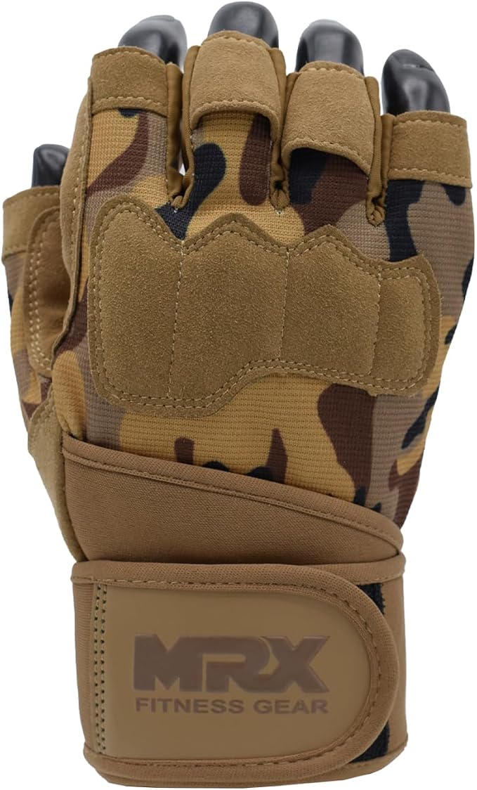 MRX Weightlifting Gloves for Men Workout Gloves Mens Wrist Support Lifting Gloves Male Gym Gloves | Workout Gym Accessories for Men Weight Lifting Fingerless Gym Exercise for Powerlifting
