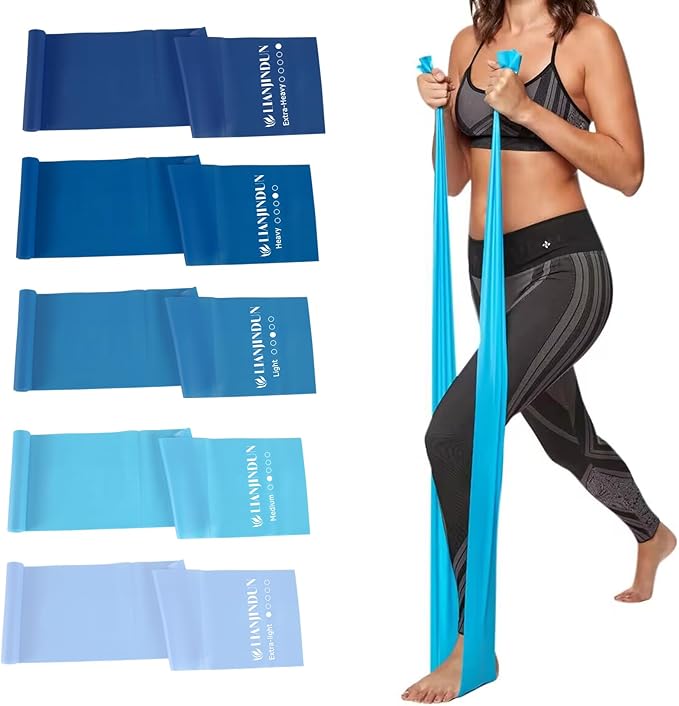 Resistance Bands for Working Out, Physical Therapy, Exercise, Pilates, Yoga | Latex-Free Stretch Bands for Women or Men, Elastic Exercise Bands Set for Stretching, fitness, Rehab, Workout, Gym and Home