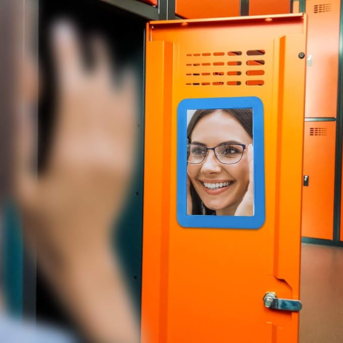 PTY Magnetic Real Glass Mirror for School or Gym Locker, 5" x 7" Black Framed - Locker Accessory - Small Makeup Mirror for Fridge, Toolbox, Office Cabinet, Workshop