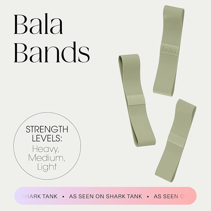 Bala Bands Resistance Bands, Non-Slip Fabric Exercise Bands | Non-Slip Ankle, Legs, Glutes & Booty Bands, Women & Men - Loop Workout Bands for Yoga, Pilates & Strength Training
