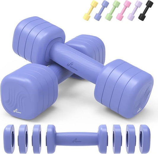 Adjustable Dumbbell Set of 2: Sportneer 4 in 1 Free Weights Dumbbells Set for Women, Hand Weights for Women at Home, Available in 5 lb × 2 and 10 lb × 2 Sets with Soft Rubber Handle for Home Gym Exercise Training