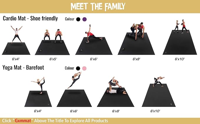 GXMMAT Extra Large Exercise Mat 16'x6'/12'x6'/10'x6'/8'x6'(7mm), Extra Wide Workout Mats for Home Gym Flooring, Non-Slip Thick Durable Cardio Mat for MMA,Plyo,Jump Rope,Weights,Fitness,Shoe-Friendly