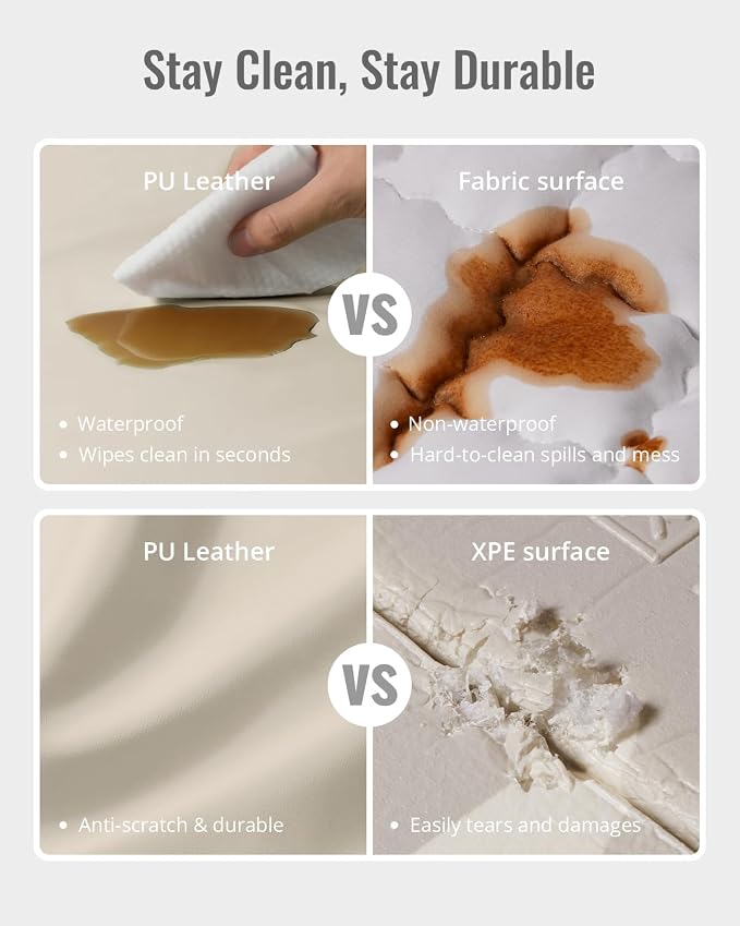 Blissful Diary Vegan Leather Baby Play Mat, 71''x59'', Beige | thick cushion, safe and soft fabric, waterproof and wip clean, indoor use, non-slip bottom, stylish mordern decor
