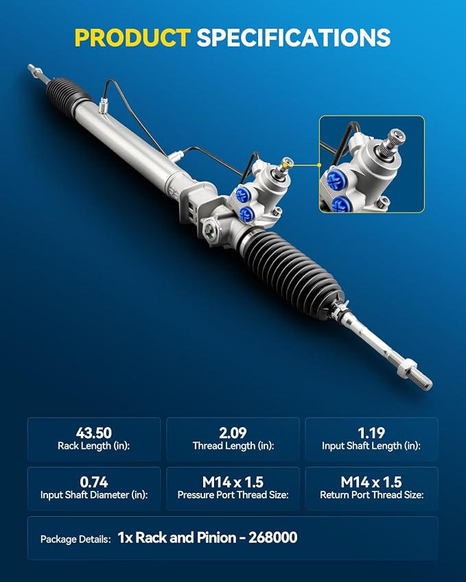 PHILTOP Power Steering Rack and Pinion for 02-06 XL-7, 99-05 Grand Vitara | No.268000, 4858065D51, 4883065D00, 4858054J50