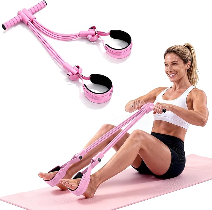Pedal Resistance Bands with Handles, Separated 8-Tube Multifunction Exercise Bands, Yoga Tension Rope, Natural Rubber Elastic Equipment for Abdomen, Waist, Arm, Leg Stretching