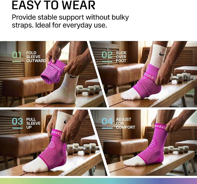 Modvel Foot & Ankle Brace Socks for Sprained Ankle Compression Sleeve - Foot Support for Women & Men - Tendonitis & Arthritis Ankle Brace Sports Running, Torn Ligaments & Women Stabilizing Ankle Wrap