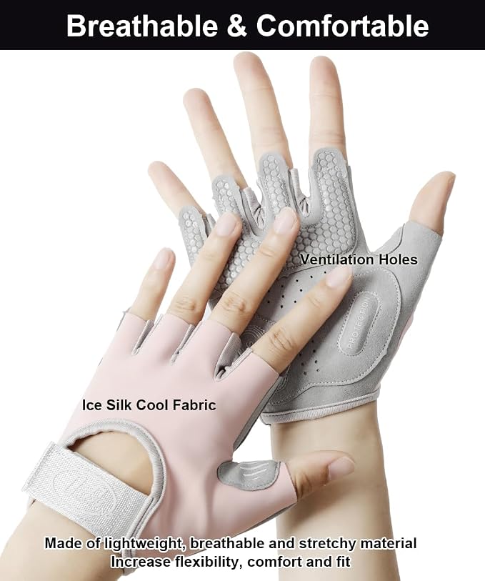 SUJAYU Workout Gloves for Women & Men, Anti-Slip Fingerless Gloves for Weightlifting, Mens Workout Gloves Gym Gloves Fitness Gloves