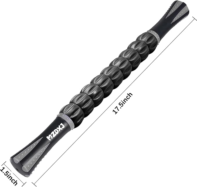 Muscle Roller Massage Roller Stick- Deep Tissue Fascia Blaster for Myofascial Pain Relief, Lymphatic Drainage & Body Sculpting, Handheld Physical Therapy & Recovery Tool (Gray Black-)