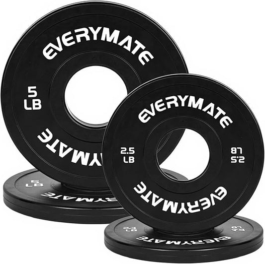 EVERYMATE Change Weight Plates 1.25LB 2.5LB 5LB Set Fractional Olympic Bumper Plates for Cross Training Steel Insert Strength Training