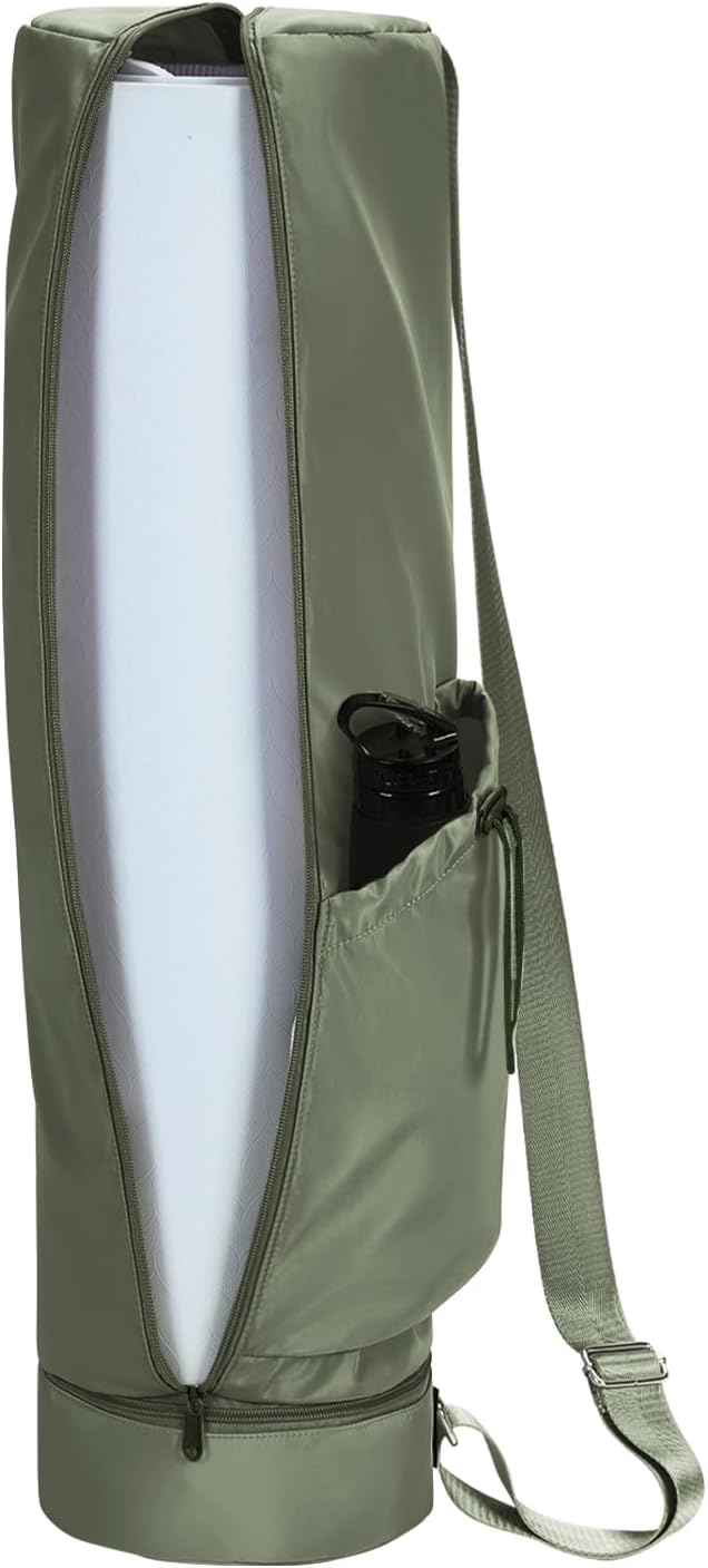 sportsnew Yoga Mat Bag, Full Zip Cargo Yoga Mat Carrier Bag with Drawstring Water Bottle Pocket and Bottom Wet Pocket, Exercise Yoga Mat Carrier Holder Multi-Functional Storage Bag Patent Pending