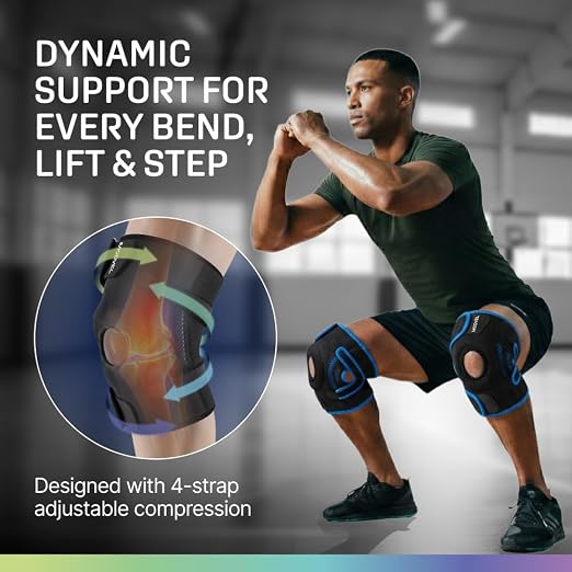 Modvel Knee Brace with Side Stabilizers & Patella Gel Pads for Pain Relief and Joint Support Breathable, Non-Slip Compression Sleeve for Men & Women, Arthritis, Meniscus, ACL Recovery