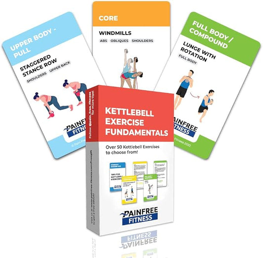 50 Kettlebell Workout Cards Deck 3x5''- Fundamental Exercise Cards for Home Workouts - Suitable for Safe Power Training, Strength Training - Bend & Tear-Resistant