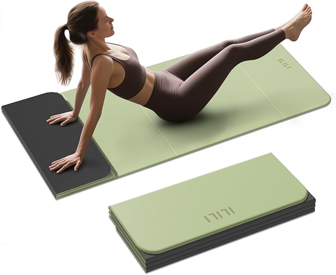 ILILI Foldable Yoga Mat 10mm, Extra Thick, Extra Long, 75x26x0.4 Inch, TPE | Non-Slip Grip, Easy Carry&Storage, Comfort Cushion, SGS Safe, Suitable for Yoga, Pilates, Home Exercise&Outdoor Travel
