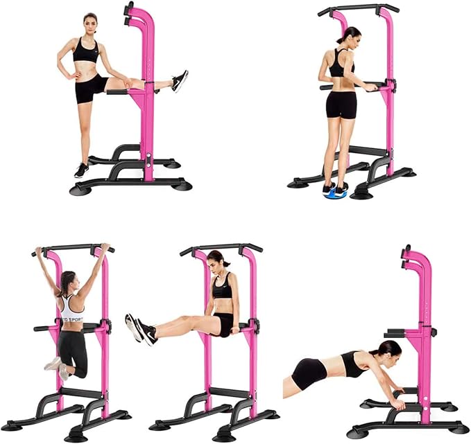 SogesHome Multi-Function Power Tower Pull Up Bar Dip Station for Home Gym | Height Adjustable PullUp Dip Stand, Full Body Strength Training Equipment, Fitness Workout for Push Ups Dips, 330LB Capacity