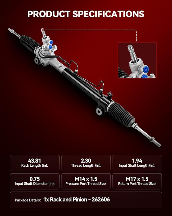 Torchbeam Power Steering Rack & Pinion Assembly Fit for 2002-2006 Camry, 2004-2008 Solara, 2004-2006 ES330, 2002-2003 ES300, Hydraulic System Steering, Replaces OEM 97-2606