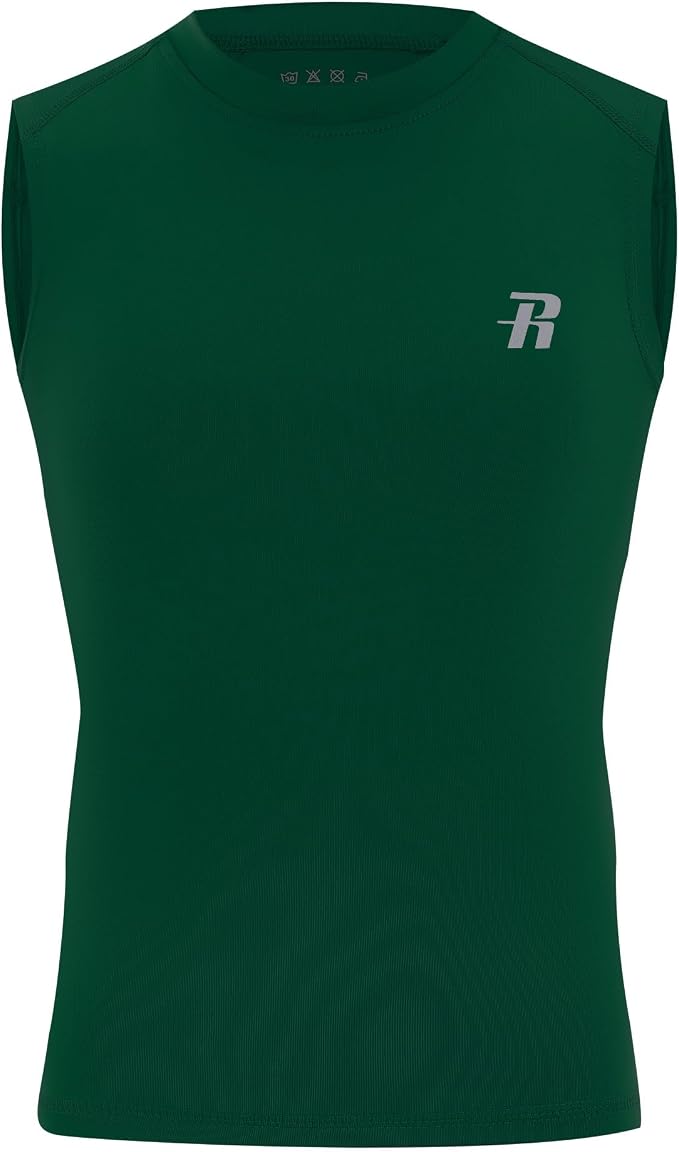 Runhit Boys Sleeveless Compression Shirt Kids Athletic Tank Tops Youth Quick Dry Undershirt for Football Basketball