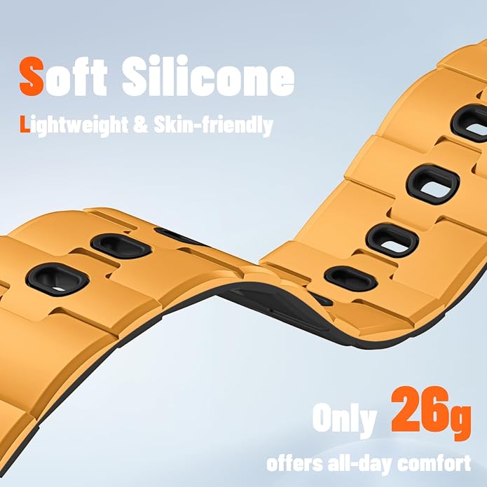 Bandletic Magnetic Silicone Watchband Compatible with All Apple Watch | Strong Magnet Sport Strap for iWatch Ultra 49mm Series 11-1 SE 46mm 45mm 44mm 42mm 41mm 40mm 38mm, Ideal for Men Women