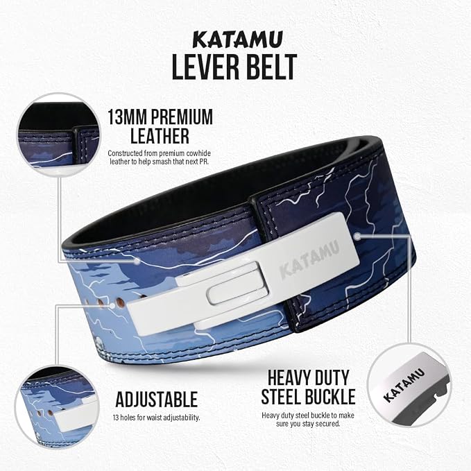 Katamu Core Collection USPA & IPL Approved Lever Belt — Premium 10mm | Leather Powerlifting Belt for Men and Women, Steel Lever Buckle, 4 Inch Wide Back Support for Deadlifts and Squats