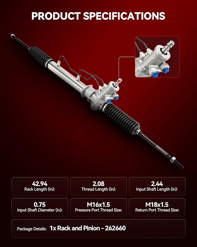 Torchbeam Hydraulic Power Steering Rack and Pinion Replacement for Toyota 2011-2022 4Runner All Models, 2010 4Runner 4.0L, 2010 4Runner 2.7L Replace# 262660