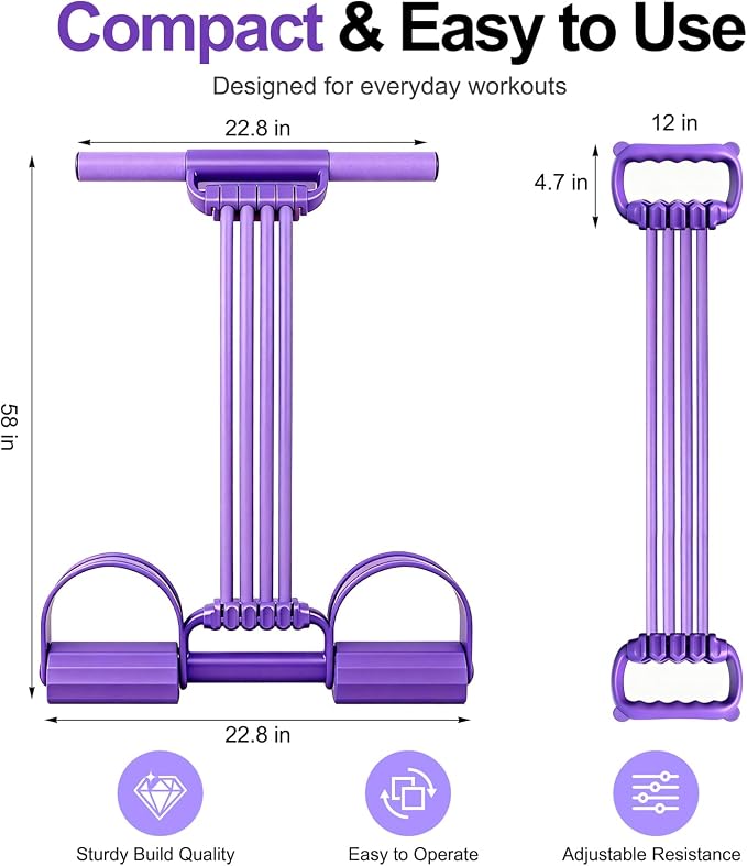 Multifunction Foot Pedal Resistance Bands with Handles, 3 in 1 Tension Rope Elastic Fitness Band for Home Workout, Yoga,Stretching, Full Body Exercise for Abs, Core, Waist, Arm, Leg