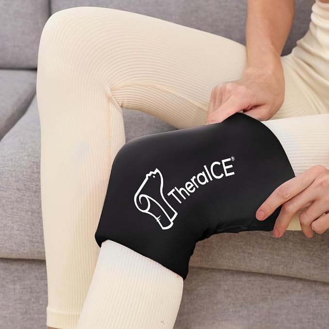 TheraICE Knee Ice Pack Wrap, Reusable Cold Compression Sleeve for Injuries | Flexible Gel Ice Pack, Cooling Knee Sleeve for Elbow, Ankle & Calf, Post-Surgery Recovery, ACL MCL Relief