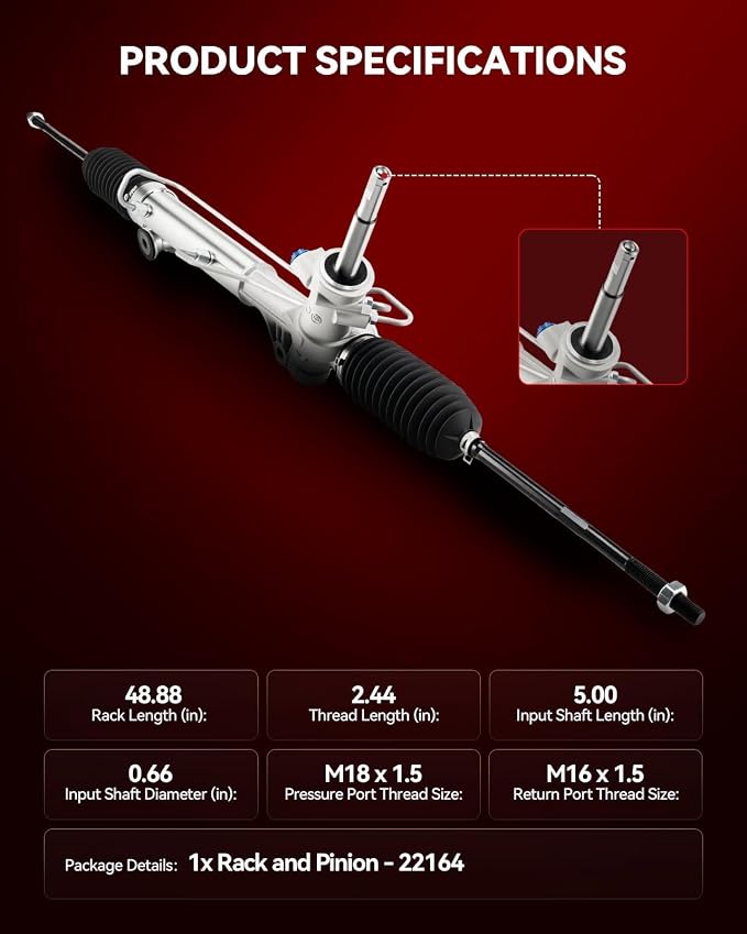 Torchbeam Hydraulic Steering Rack & Pinion Assembly Fit for 1997-2005 Venture FWD, Montana, Silhouette, Aztek, 2002-2007 Rendezvous, Replaces OEM 22-164