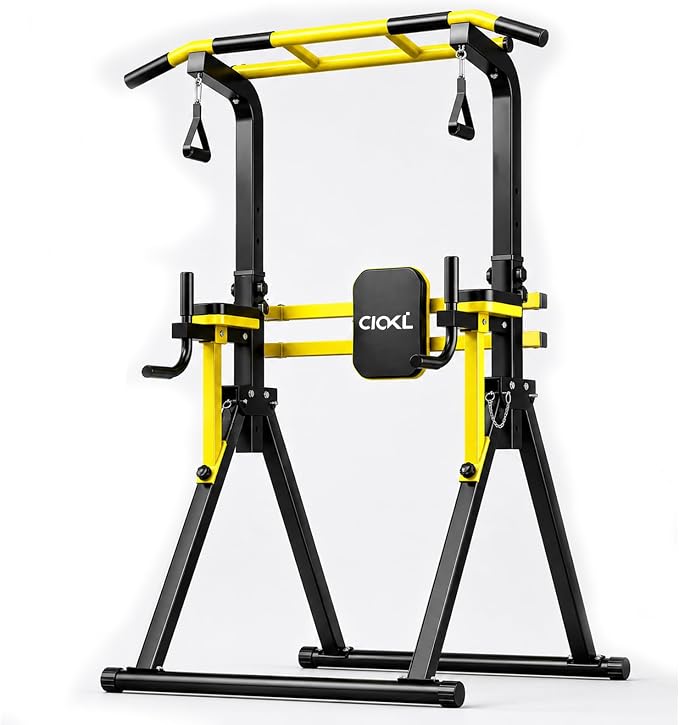 Foldable Pull Up Bar Free Standing, Multi-function Power Tower Dip Bar | Upgraded - Free Standing Pull Up Bar Station, Assistance Bands Home Gym Strength Training Equipment