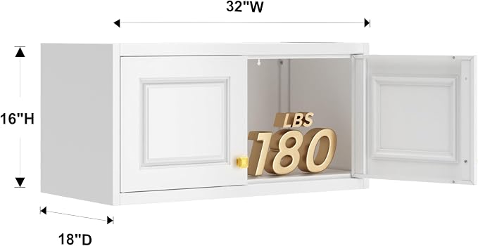 Polup 15" High White Metal Wall Cabinet, Overhead Closet Storage Unit | Modular Steel Top Extension for 71" Armoire Wardrobe, 2 Doors, 180lbs Capacity Single Space, Mounting Hardware for Bedroom