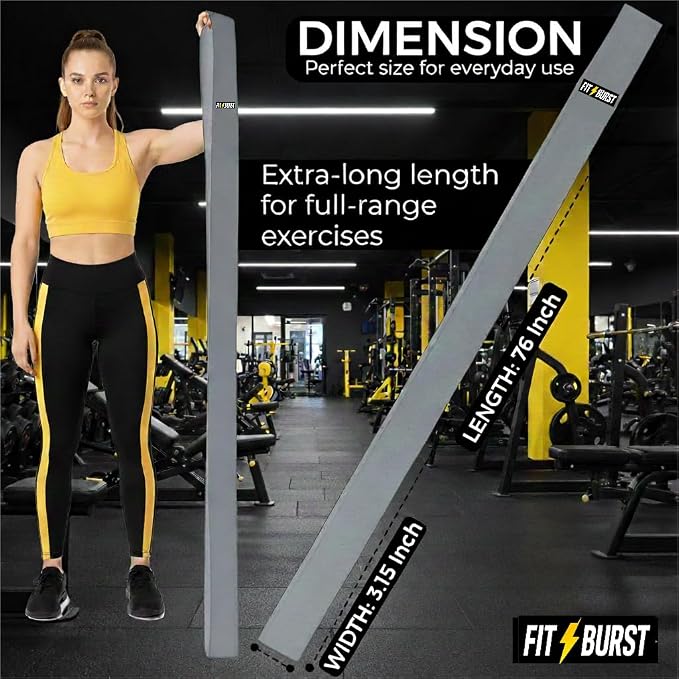 76-Inch Fabric Resistance Band for Full Body Workouts, Wide Non-Slip 120 LB | 76" Premium performance band, Home gym, Solid exercise band for big & tall size, Versatile resistance band, Machine washable