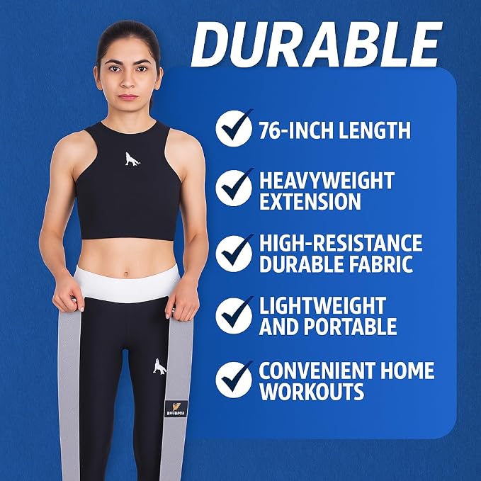 76 Inch Extended Length Resistance Bands - Heavy Duty Elastic Fabric & Natural Rubber Long Workout Loop for Pull Up Assist, Vertical Jump Training, Mobility & Full Body Fitness