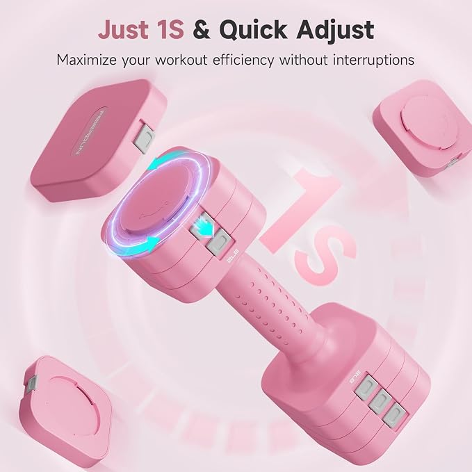 FEIERDUN DB3 5-in-1 Adjustable Dumbbell Set, 6LB/10LB Pair Adjustable Weights for Women at Home, Dual Locking Stable Hand Weights with TPU Soft Handle, Home Gym, Rehab, Pilates, Yoga, Strength Training