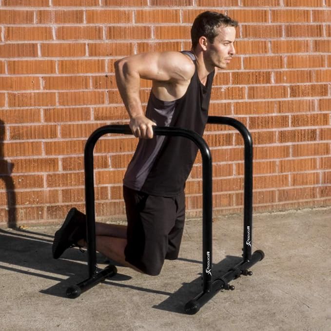 ProsourceFit Dip Stand Station, Heavy Duty Ultimate Body Press Bar with Safety Connector for Tricep Dips