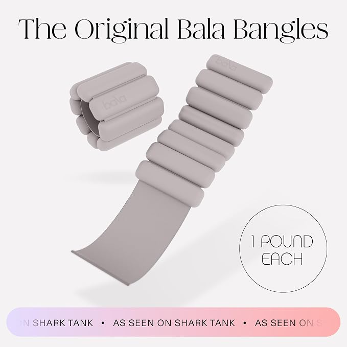 Bala Bangles Wrist & Ankle Weights for Women & Men, Home Gym Equipment | Adjustable Weighted Bands for Arm & Legs Workouts - Pilates, Yoga, Walking, Barre, & Strength Training Exercise
