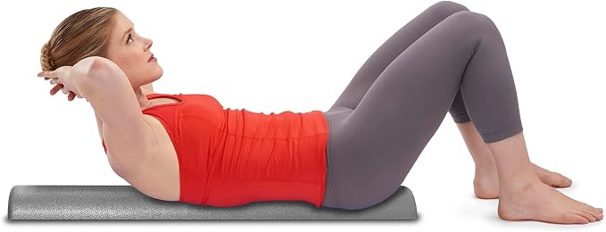 OPTP Silver AXIS Moderately Firm Foam Roller – Half-Round, Silver, 36" x 3" | Moderate density for sports medicine, physical therapy, Pilates, yoga, trigger point myofascial release, Heat-molded EPP foam